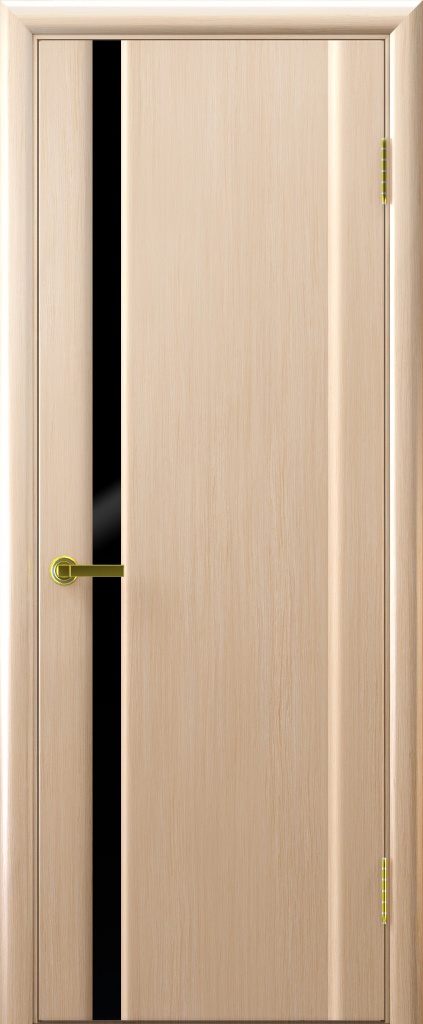Межкомнатная дверь СИНАЙ 1 (беленый дуб, стекло черное, 900х2000)