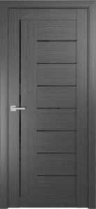 Межкомнатная дверь ЛУ-17 серая (стекло лакобель черный, 900x2000)