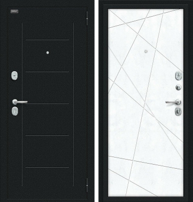 Входная дверь Граффити-5 117.Г5 Букле черное/Snow Art BR4460