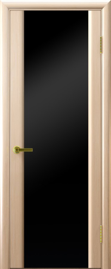 Межкомнатная дверь СИНАЙ 3 (беленый дуб, стекло черное)
