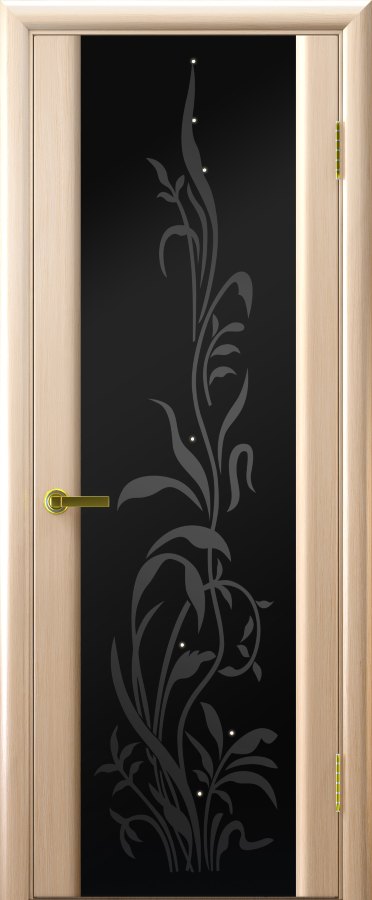 Межкомнатная дверь Трава 2 (Беленый дуб, стекло, 900х2000)