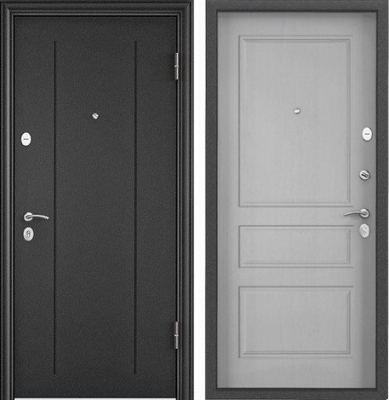 Дверь Торекс DELTA-M 10 Темно-серый букле графит, RGSO, ПВХ Дуб белый матовый, D25