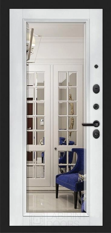 Входная дверь VOLCANO с Зеркалом Фацет - Белый софт