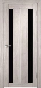 Межкомнатная дверь Легенда Y-6 тон Белая лиственница Стекло Лакобель черное