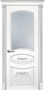 Межкомнатная дверь Смальта 05 Белый ral 9003  патина серебро