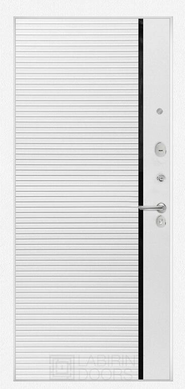 Входная дверь Лайн WHITE 22 - Белый софт, черная вставка