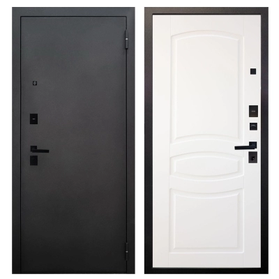 Входная дверь Аргус BLACK Муар чёрный \ Монако белый софт