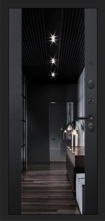Входная дверь VOLCANO с Зеркалом тонированным Максимум - Черный кварц