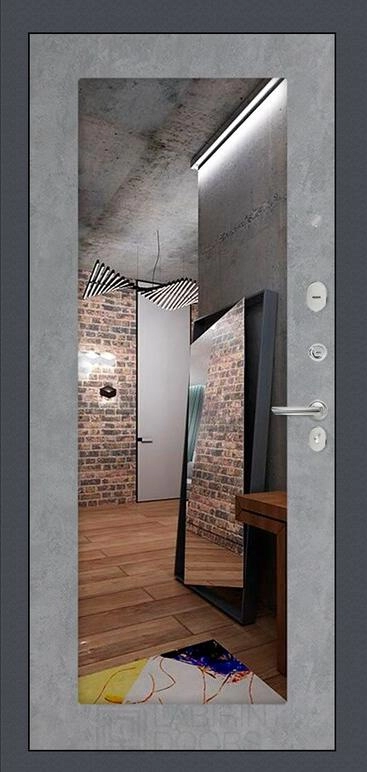Фото Входная дверь GRAND с Зеркалом 18 - Бетон светлый внутренняя сторона