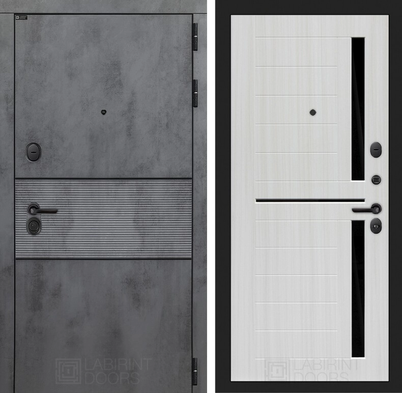 Входная дверь INFINITY 02 - Сандал белый, стекло черное