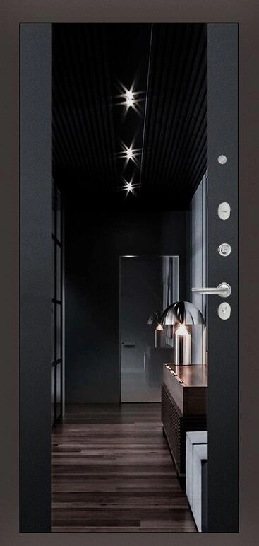 Фото Входная дверь SMOKY с Зеркалом тонированным Максимум - Черный кварц внутренняя сторона