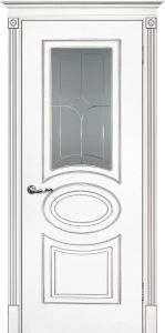 Межкомнатная дверь Смальта 03 Белый ral 9003  патина серебро