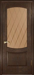 Межкомнатная дверь Лаура 2 (Мореный дуб, стекло, 900х2000)