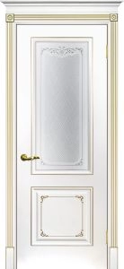 Межкомнатная дверь Смальта 14 Белый ral 9003  патина золото