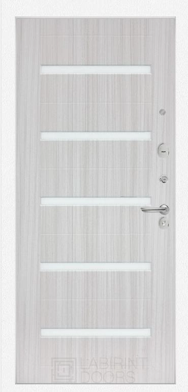 Фото Входная дверь PIANO WHITE 01 - Сандал белый, стекло белое внутренняя сторона