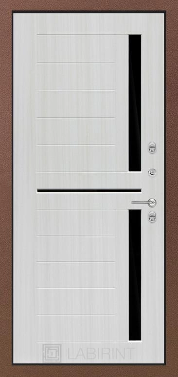 Фото Входная дверь Термо Магнит 02 - Сандал белый, стекло черное внутренняя сторона